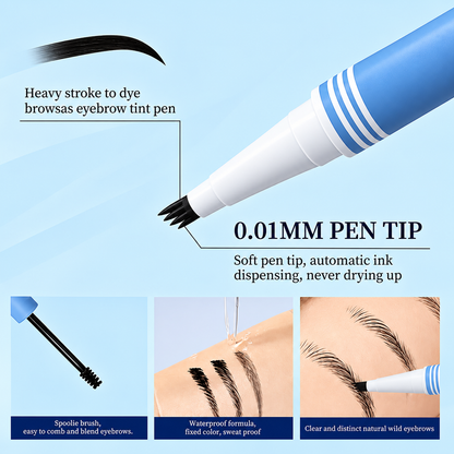 2-in-1 Waterproof Micro-Fork Eyebrow Pen-Tinted Gel Cosmetic🖌️