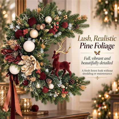 Luxury Velvet Fawn & Gold Accent Christmas Wreath