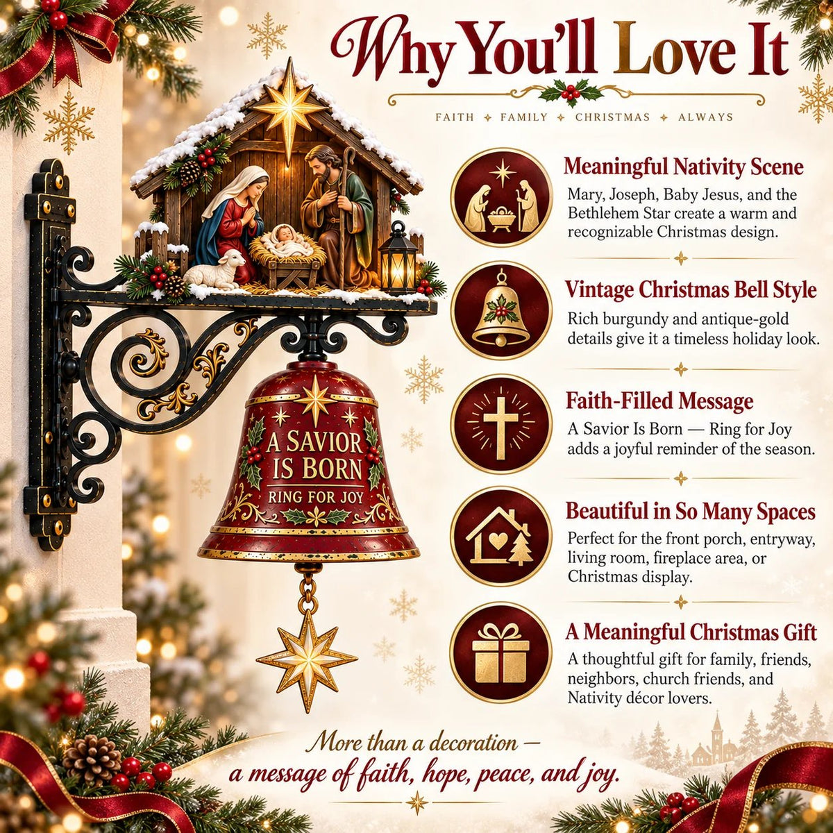 ✨ Jesus Nativity Christmas Door Bell