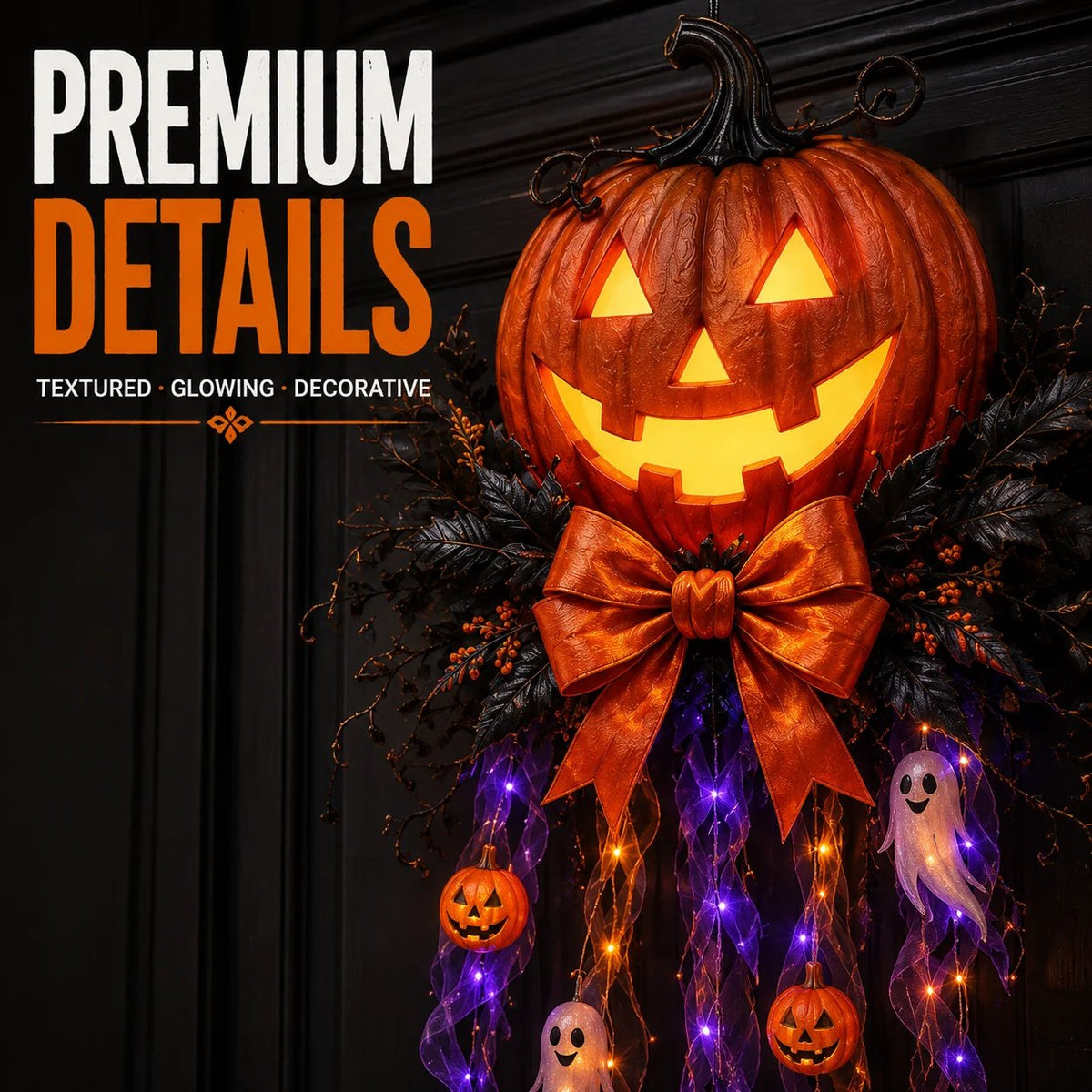 👻🎃 Spooky Glow Door Cascade – Lighted Halloween Pumpkin & Ghost Entry Decor