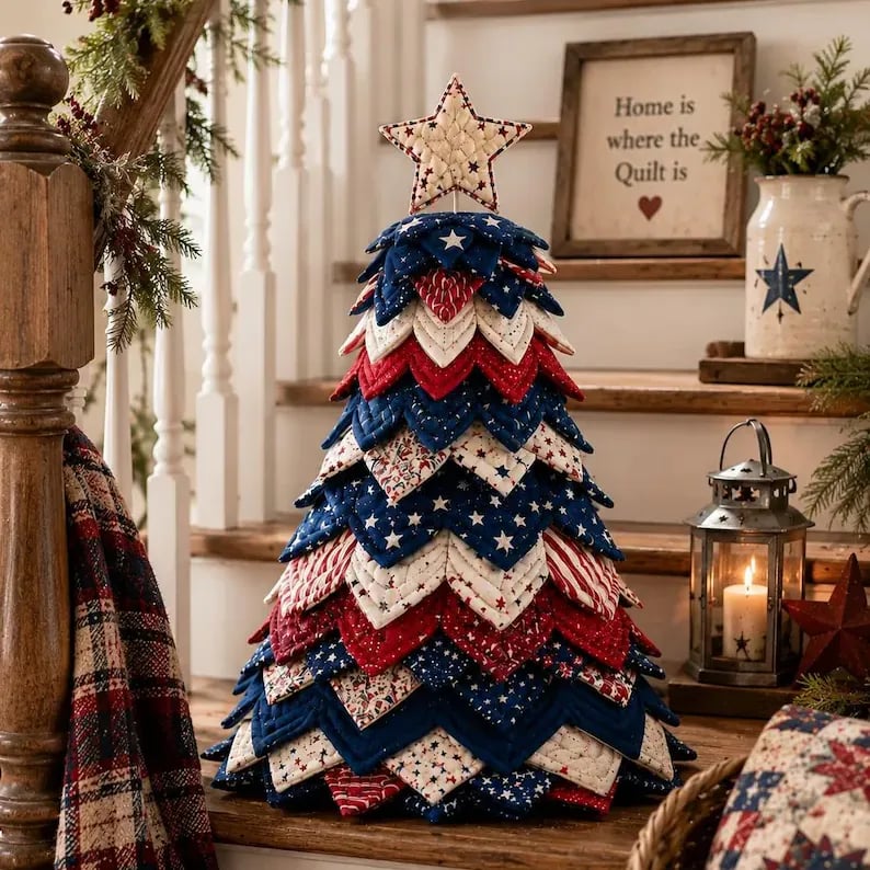 🇺🇸🎄❤️Americana Christmas Tree Quilt Kit | Create a Patriotic Holiday Masterpiece