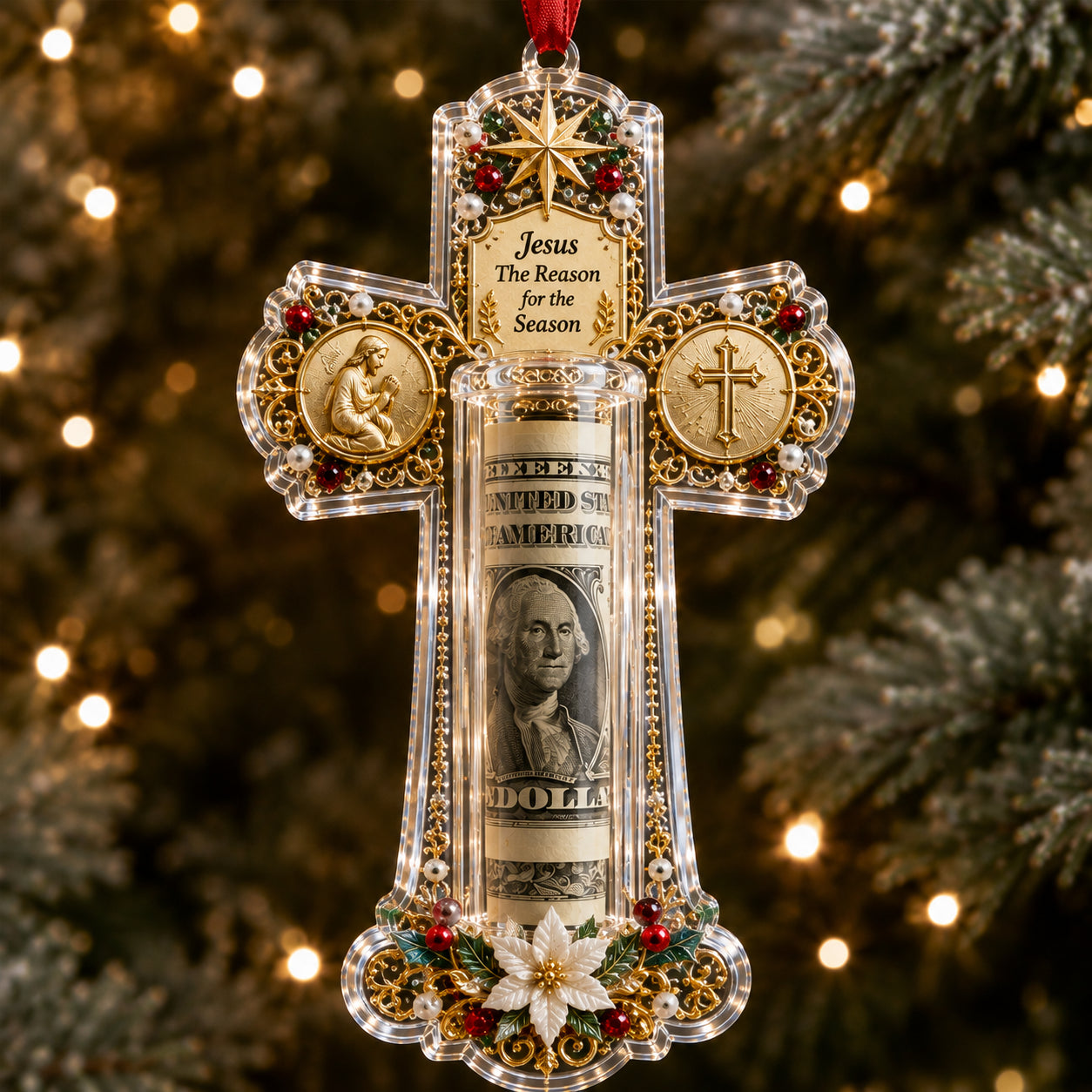 Christian Cash Gift Christmas Ornament – Faith-Inspired Money Holder Keepsake