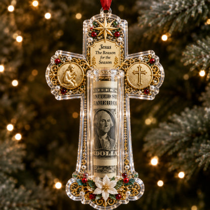 Christian Cash Gift Christmas Ornament – Faith-Inspired Money Holder Keepsake