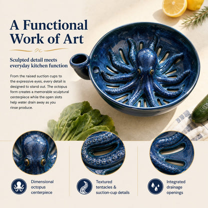Bold Indigo Octopus Berry Colander