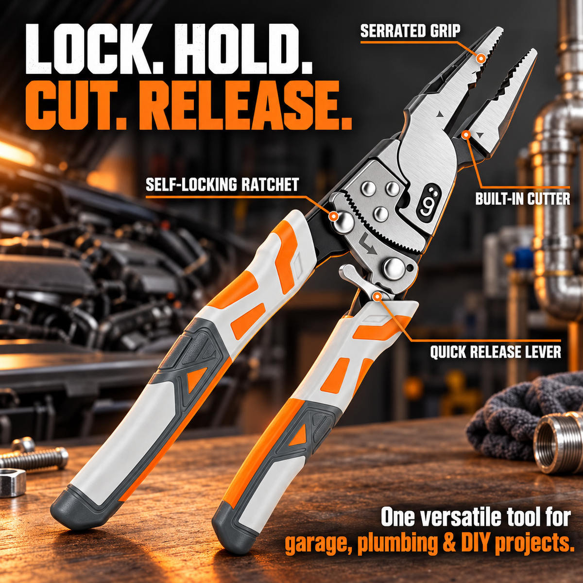 🔧 Self-Locking Ratchet Pliers – Secure Grip, Less Effort🔥