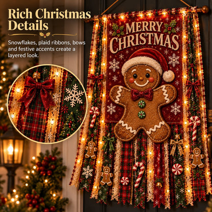 🎄 Beleuchteter Weihnachts-Türbanner – 68,6 × 127 cm, festliche Weihnachtsdekoration für Türen