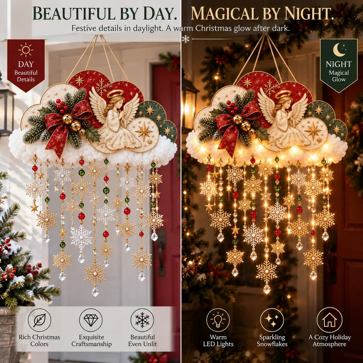 🔥✨ Angelic Christmas Snowfall Cloud – Lighted Hanging Holiday Decor☁️✨