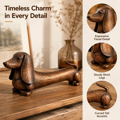 Wooden Dachshund Decor Figurine