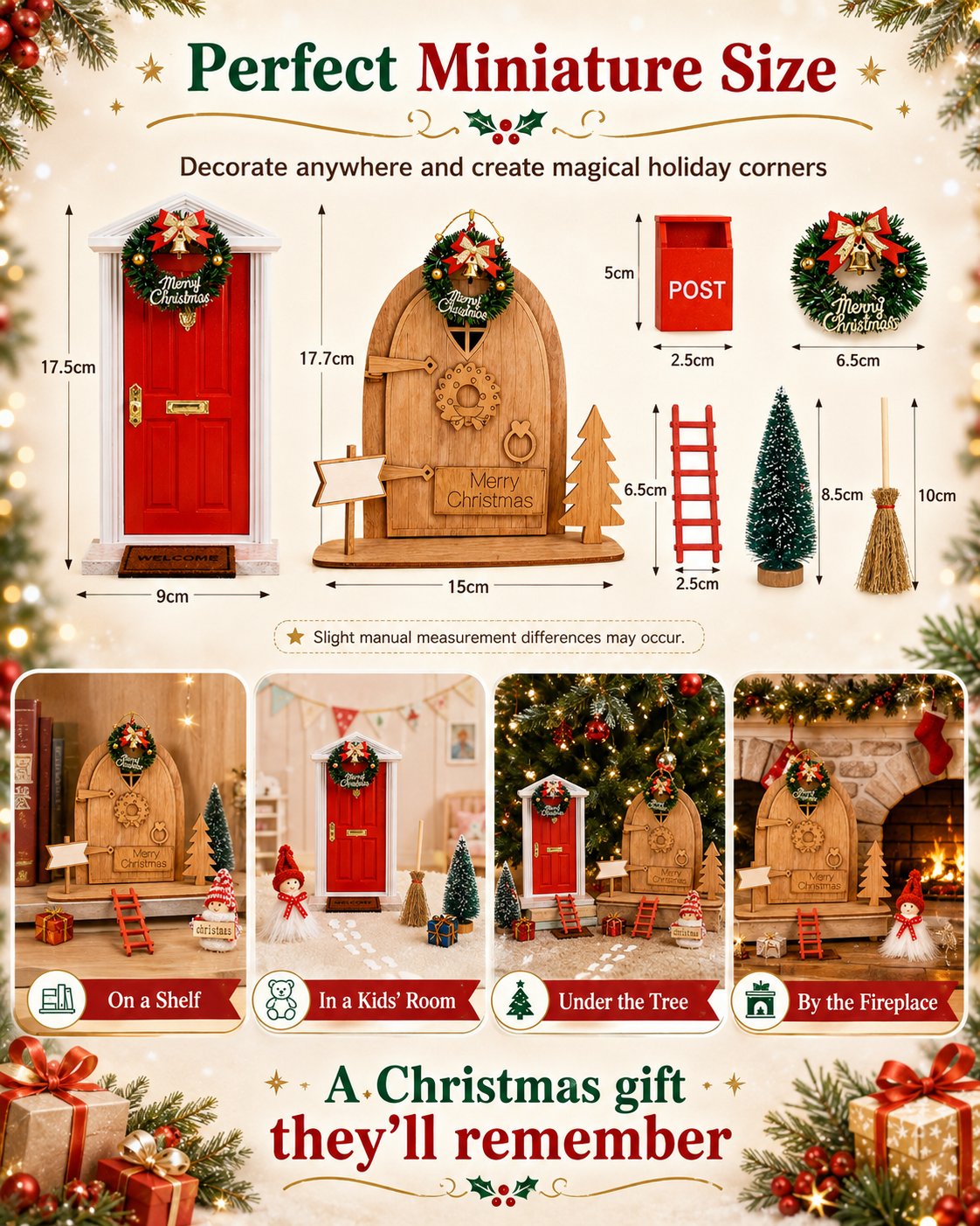 🎅 Magical Christmas Door Decoration – Create A Whimsical Holiday Wonderland At Home✨22 Pcs Red Foam Fairy Door Kit