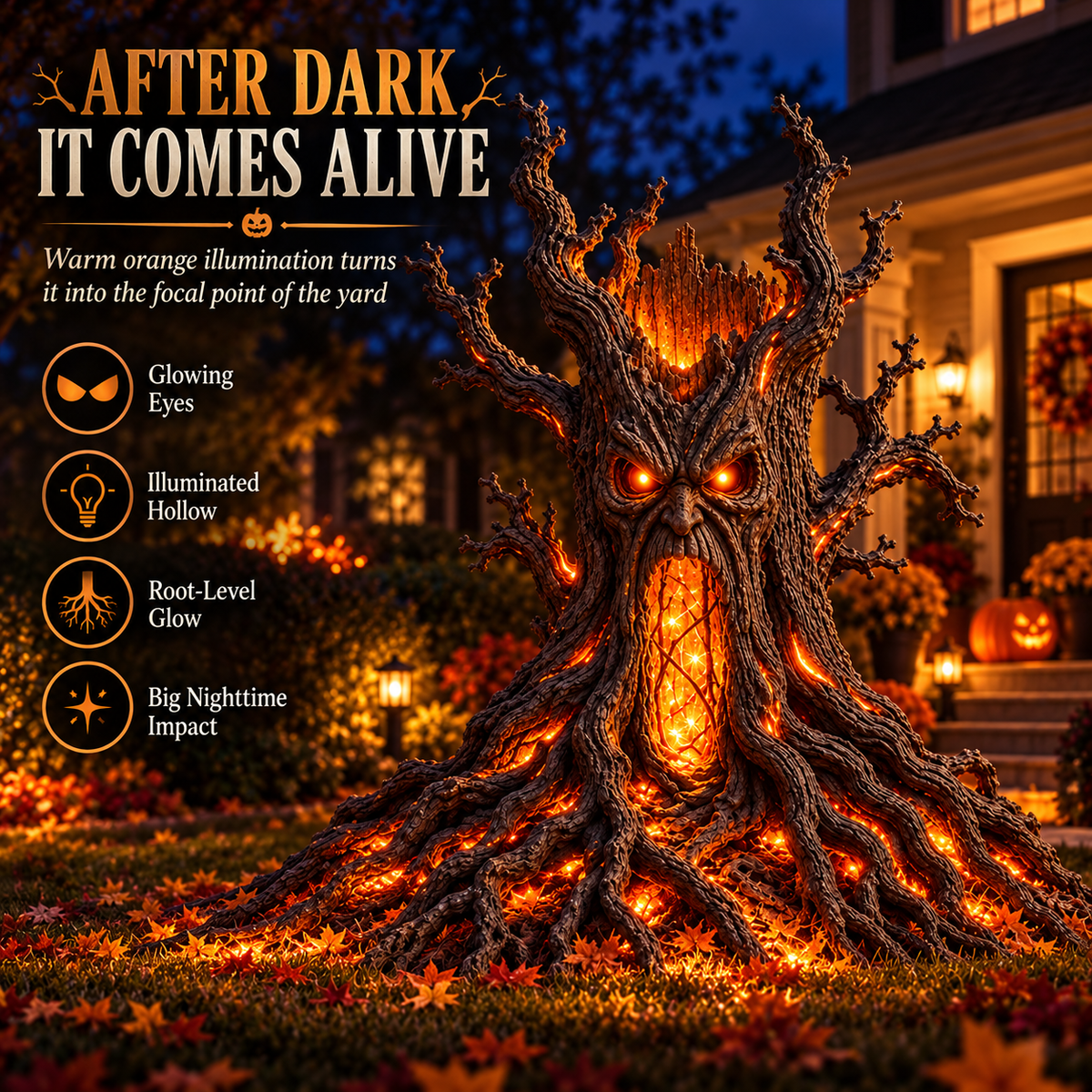 🪾🎃 Enchanted Haunted Tree Light-Spooky Glowing Halloween Yard Sculpture 👻