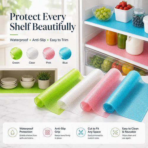💧🧊 Waterproof Fridge Shelf Liners – Anti-Slip, Washable & Easy Cut-to-Fit Protection