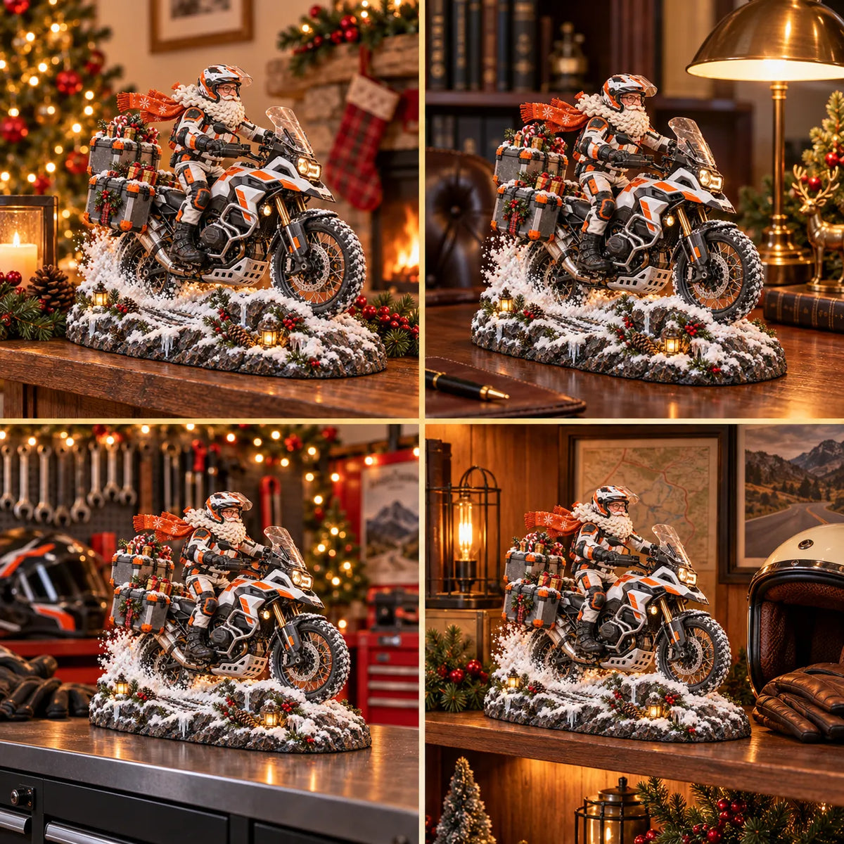 Adventure motorcycle Santa Christmas rider display