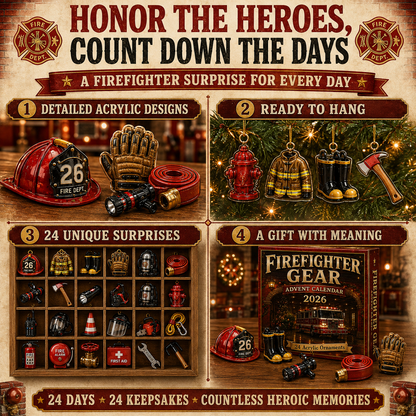 👨‍🚒Firefighter Gear Advent Calendar 2026 - 24-Day Festive Countdown, Acrylic Charms Blind Box