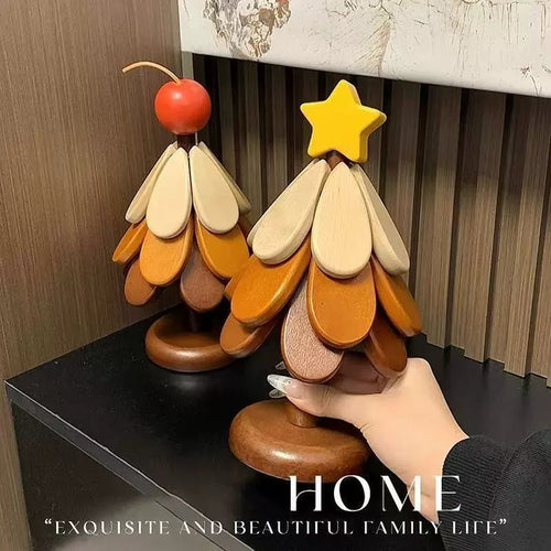 ✨Natural Tree Trivet Set - 4 Wooden Trivets & 1 Stand Like a Christmas Tree