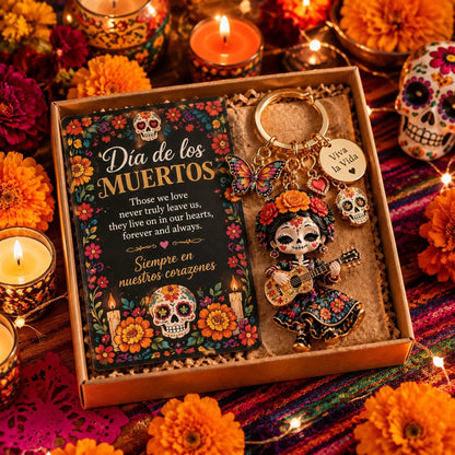 🌼 Día de Muertos Charm Keychain | 4 Colorful Floral & Skull-Inspired Styles