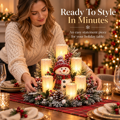 🎁 Christmas Lighted Centerpiece with Flameless Candle Glow