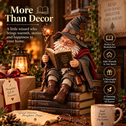 🧙‍♂️✨ Enchanted Book Lover Figurine – Whimsical Fantasy Reader Decor for Shelves, Desks & Cozy Reading Corners