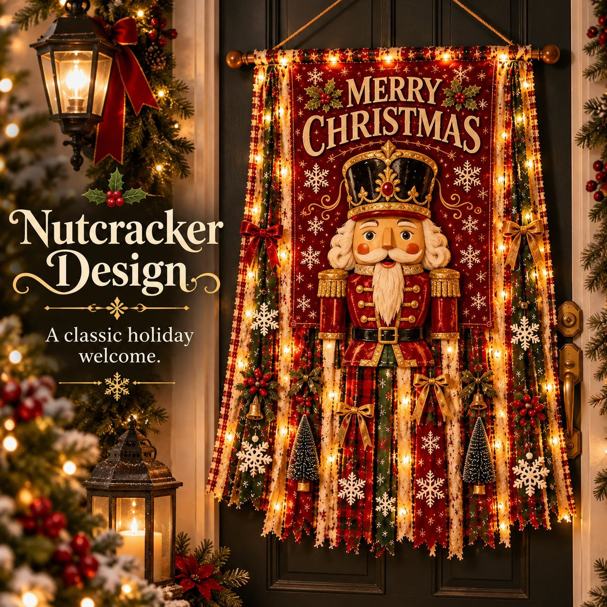 🎄 Beleuchteter Weihnachts-Türbanner – 68,6 × 127 cm, festliche Weihnachtsdekoration für Türen