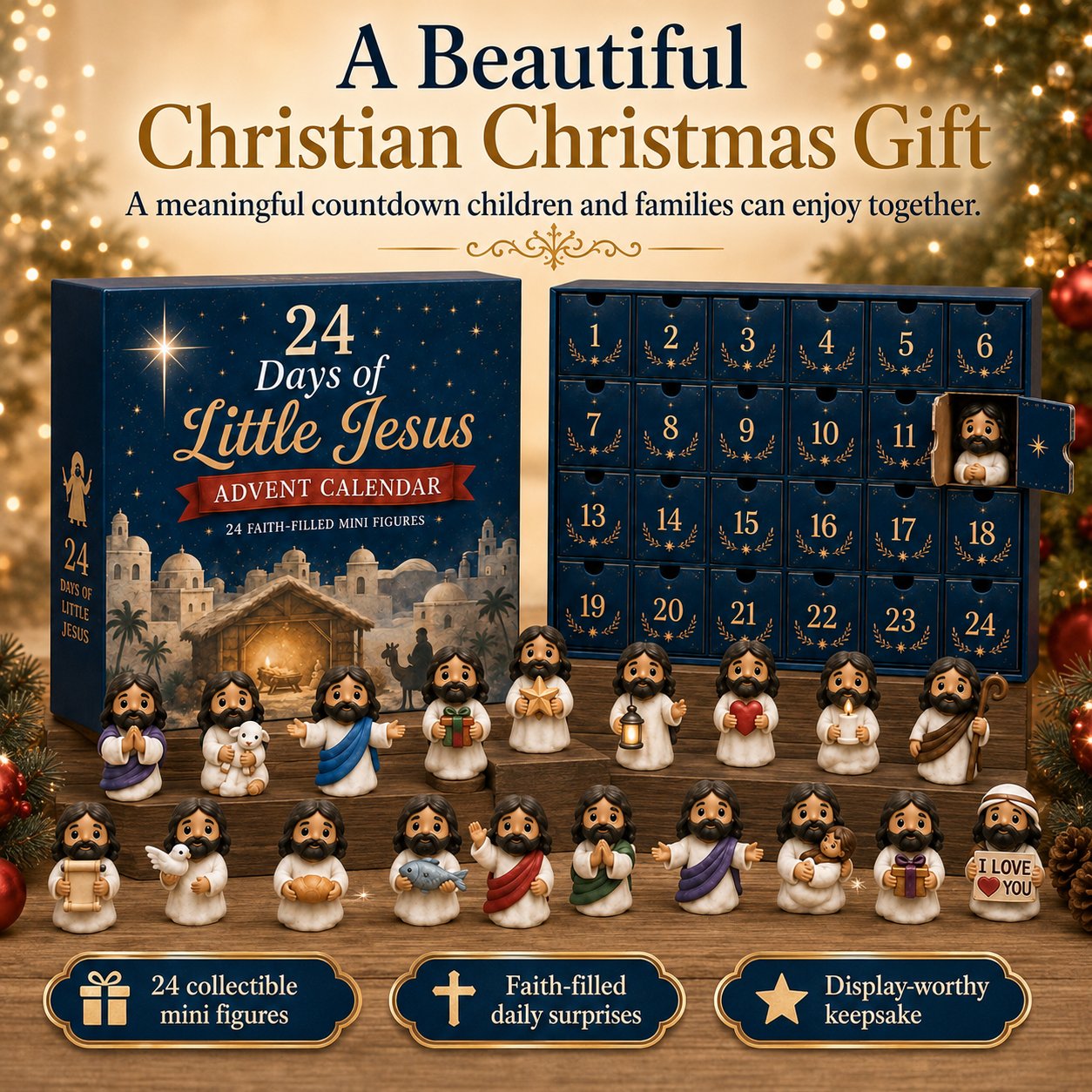 ✝️24 Days of Little Jesus Advent Calendar – 24 Unique Faith-Filled Christmas Surprises✨
