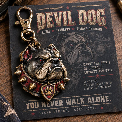 🐶🔥 Rugged Bulldog Guardian Keychain – 3D Metal Dog Keepsake for Keys & Gear