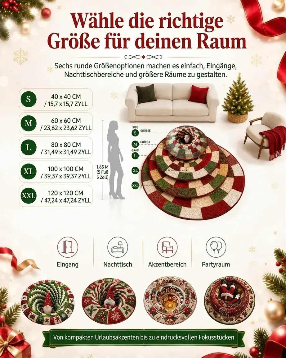 🎄3D-Weihnachtswichtel-Teppich mit optischer Täuschung | Lustige, festliche Must-have-Wohndeko⭐🏠🎁
