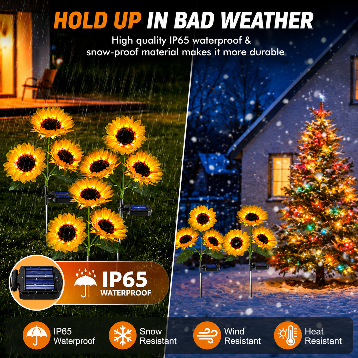 2-Piece Solar LED Sunflower Garden Lights, Realistic