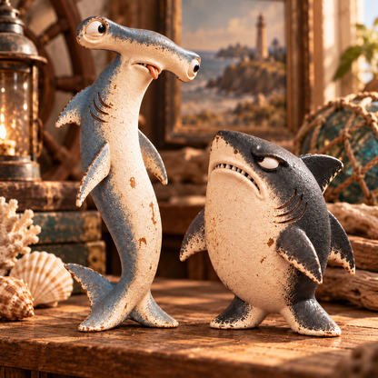 🦈 The Odd Shark Duo — One Has Ideas, the Other Has Regrets🎁