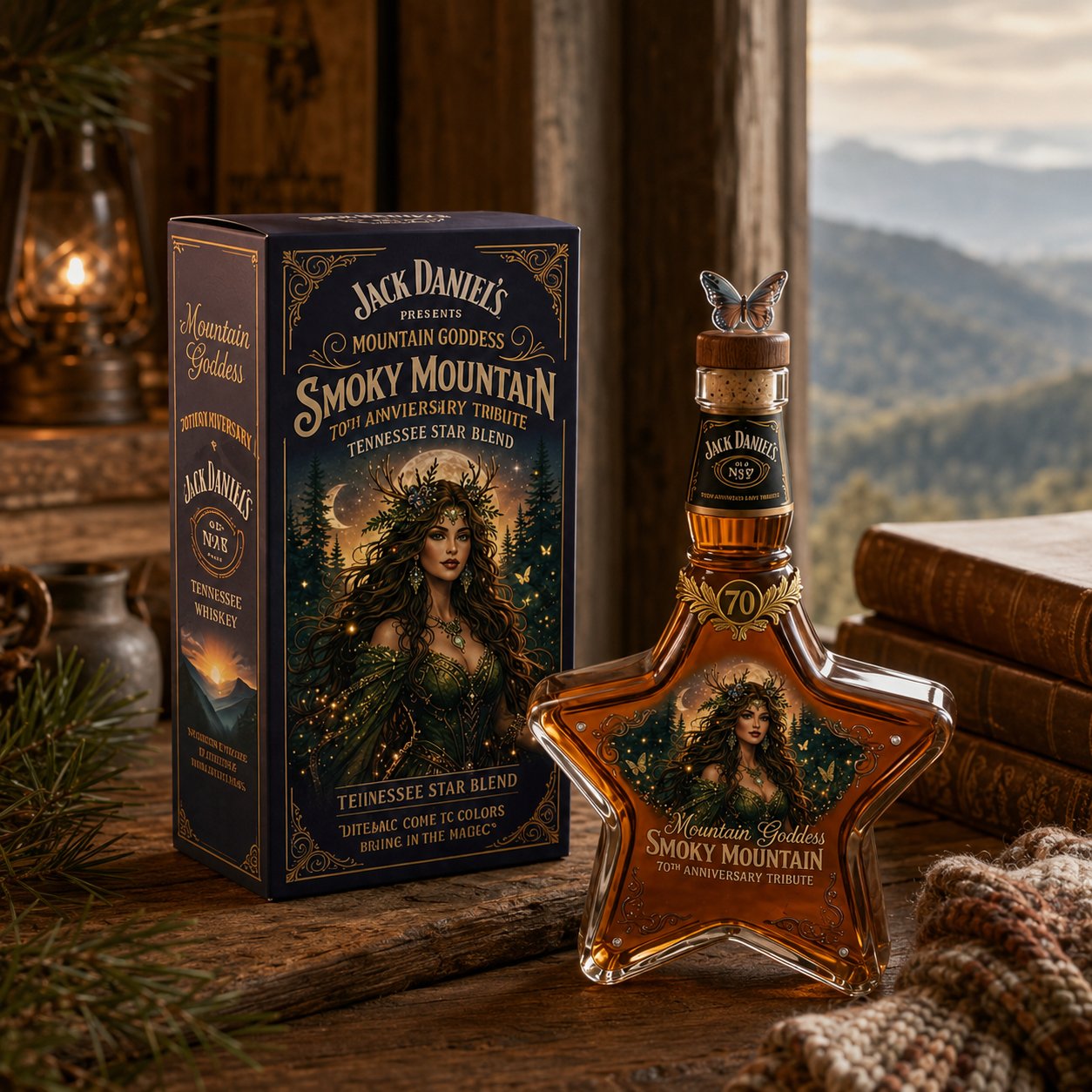 🌄🥃The Mountain Goddess Star-Shaped Decanter: Smoky Mountain Tribute Edition