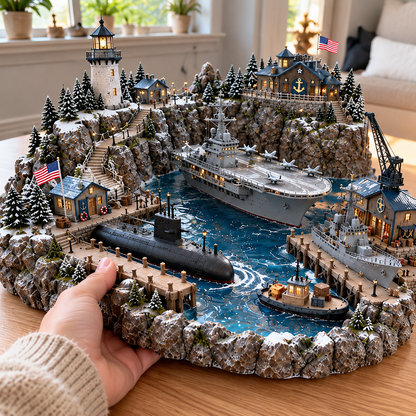 ⚓🇺🇸 Harbor of Honor™ – Lighted Naval Christmas Village & Lighthouse Display 🎄✨