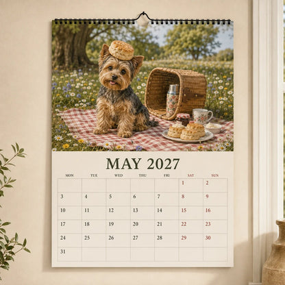 2027 Funny Yorkshire Terrier Wall Calendar | A4 Hanging Calendar