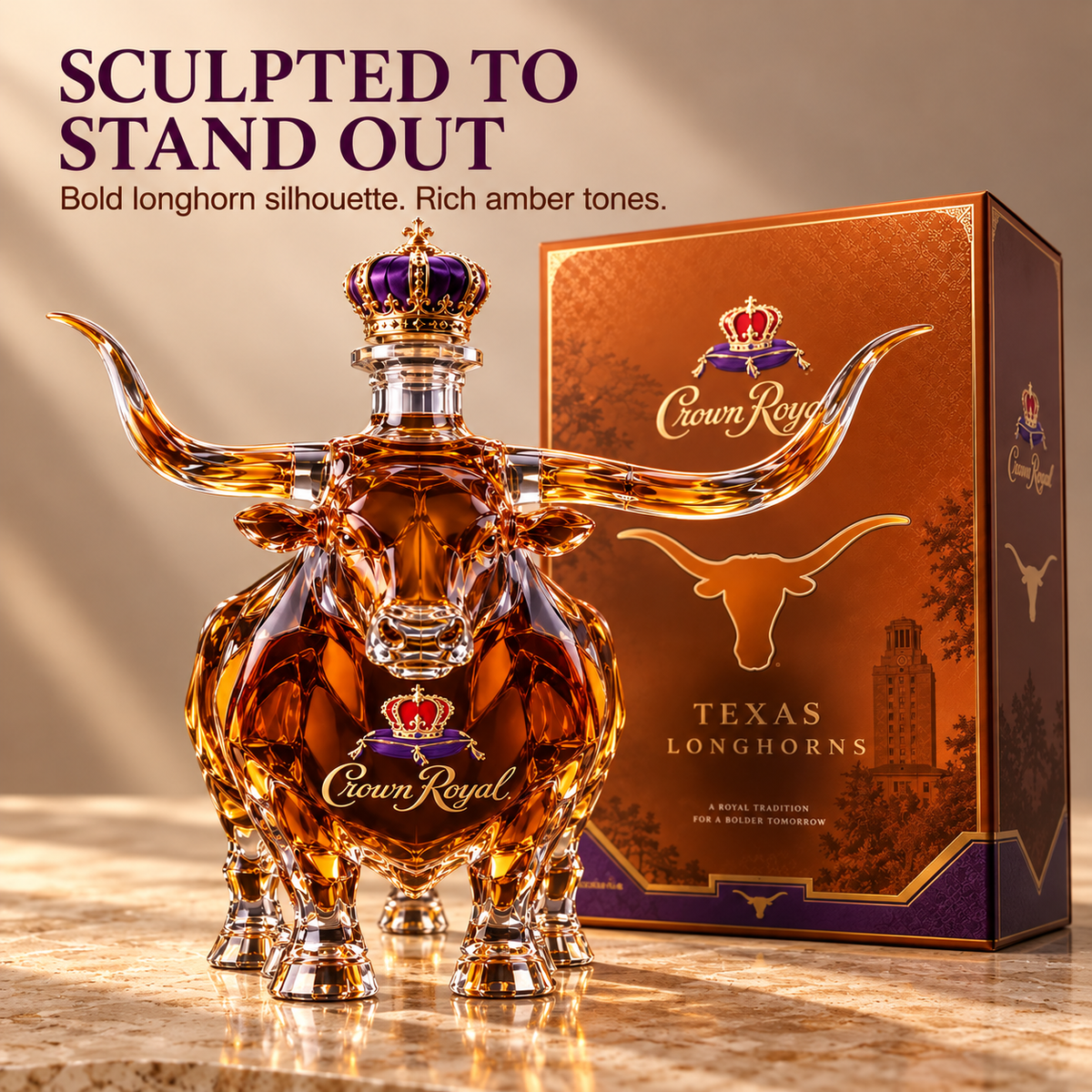 👑Crown Royal Texas Longhorns Whiskey Bottle