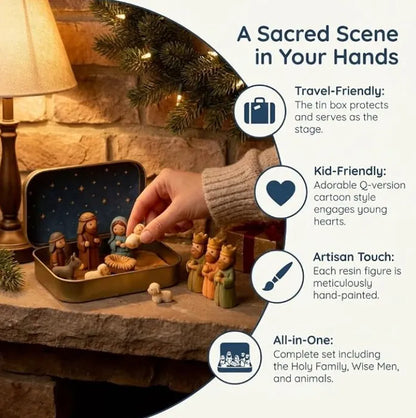 🔥Last Day 49% OFF - ✝️Religious Pocket-Size Mini Nativity Scene Set with Storage Box