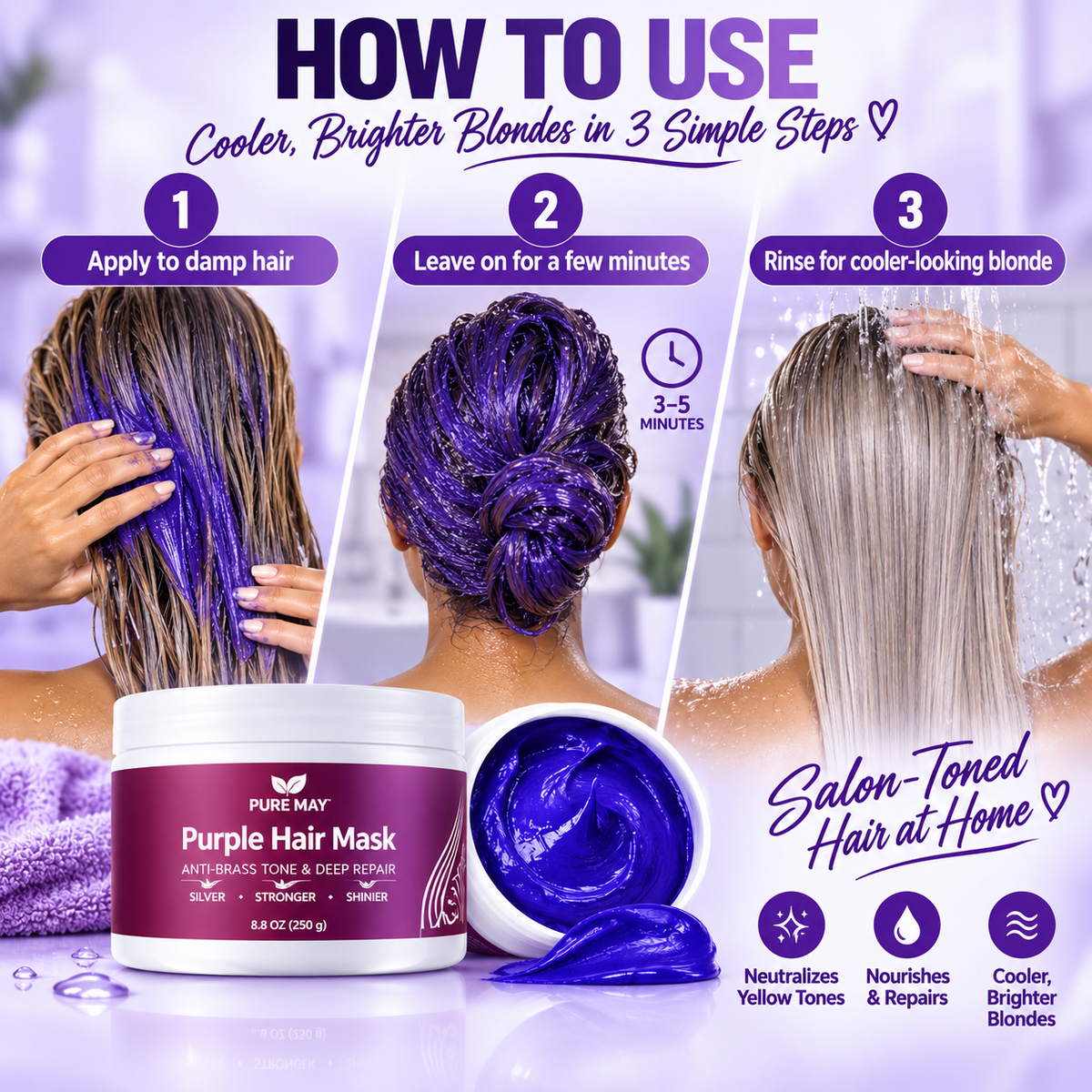 Anti-Yellowing Purple Hair Mask 💜 Say goodbye to Red Highlights! 💜