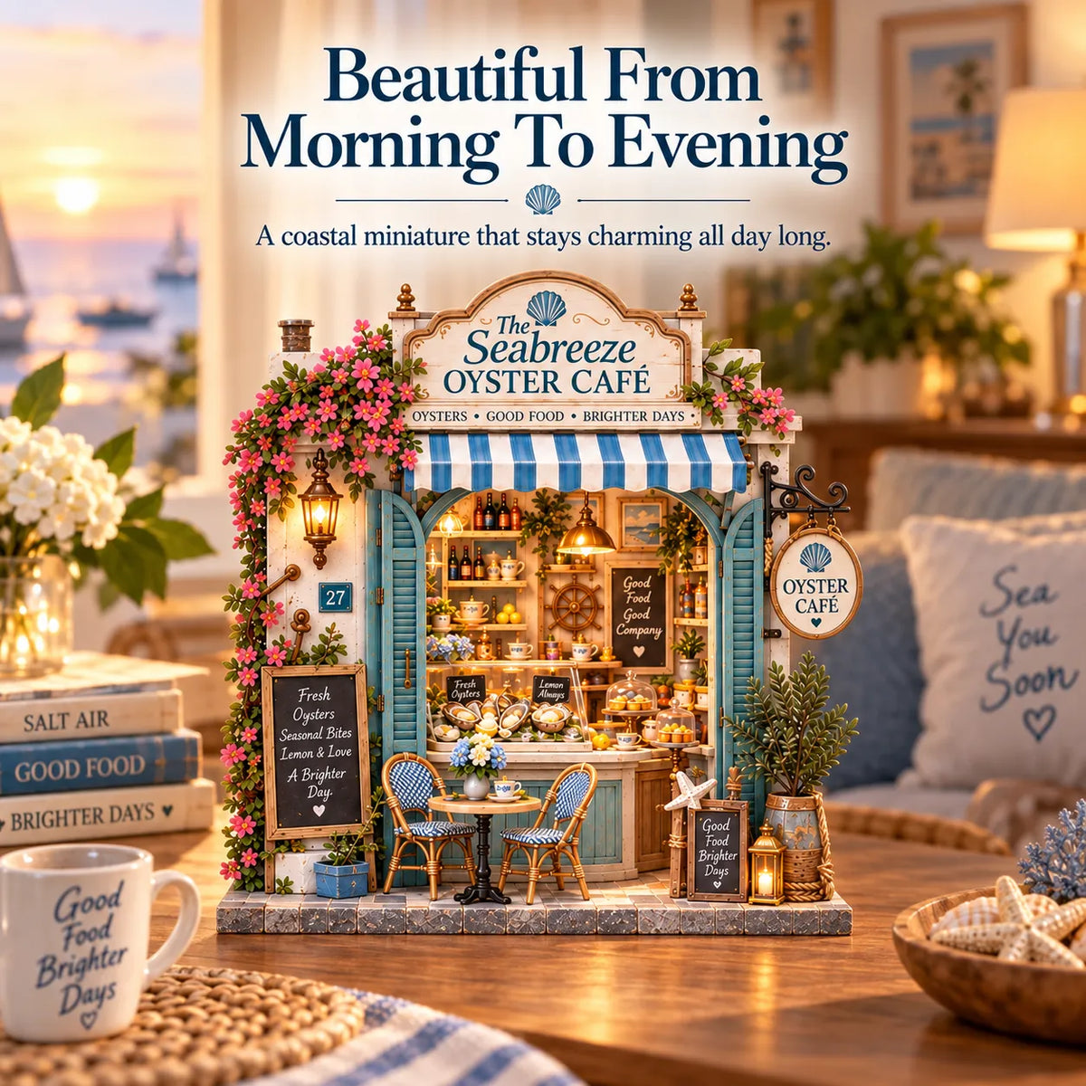 🌊🦪 The Seabreeze Oyster Café™-DIY 3D Miniature Coastal Café Kit