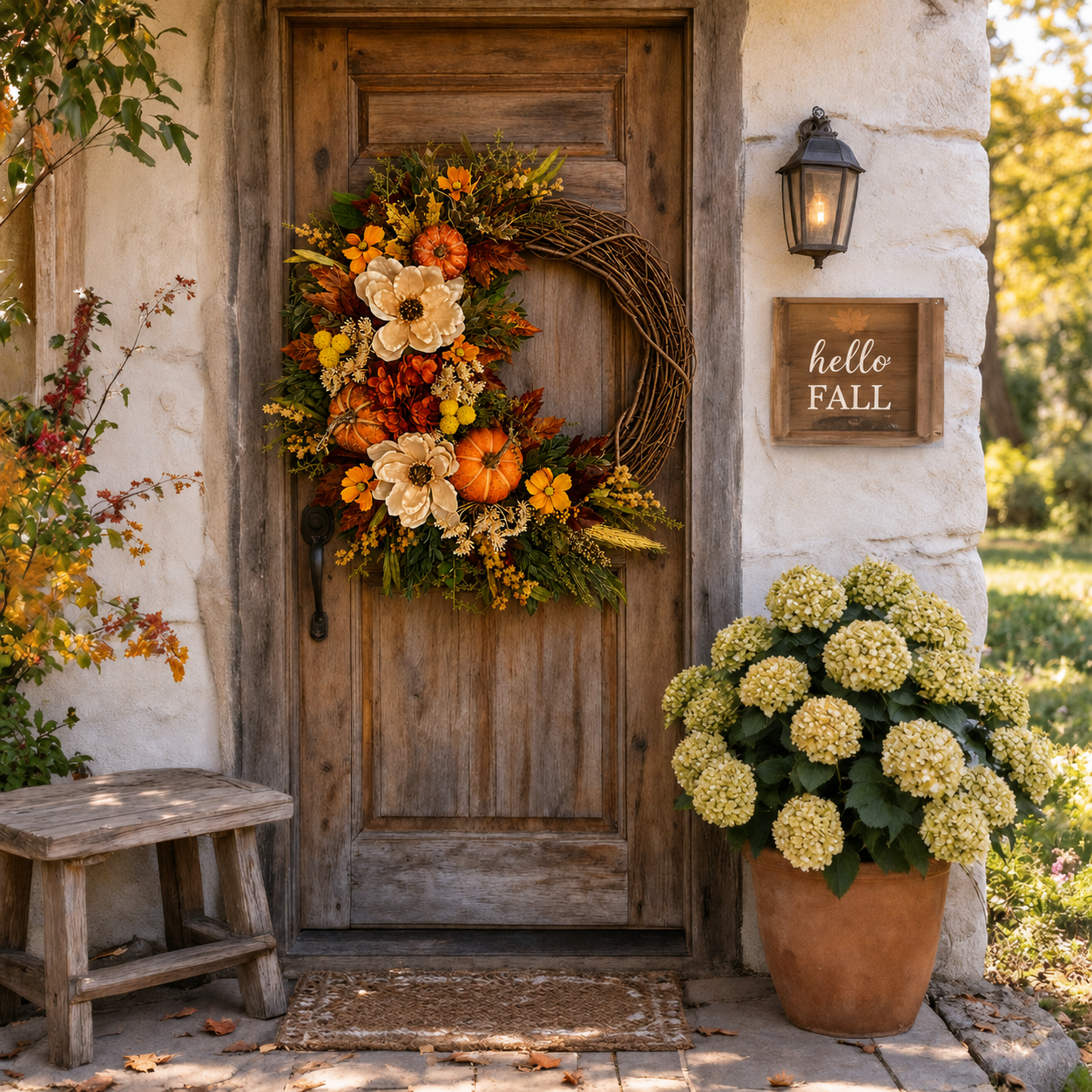 🎃 Fall Wreath for Front Door – Pumpkin, Sunflower & Autumn Floral Harvest Decor