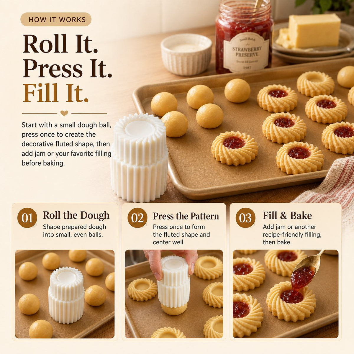 🍪Fluted Jam Cookie Press