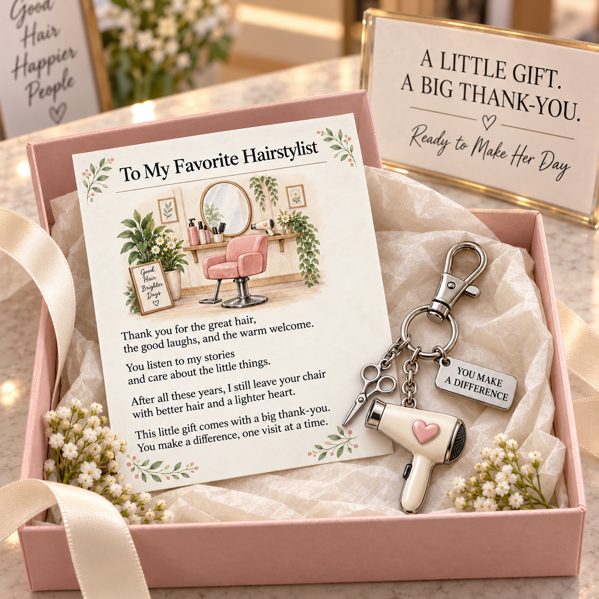 ✨ The 'You Make a Difference' Appreciation Gift Set – Keychain & Greeting Card ✨