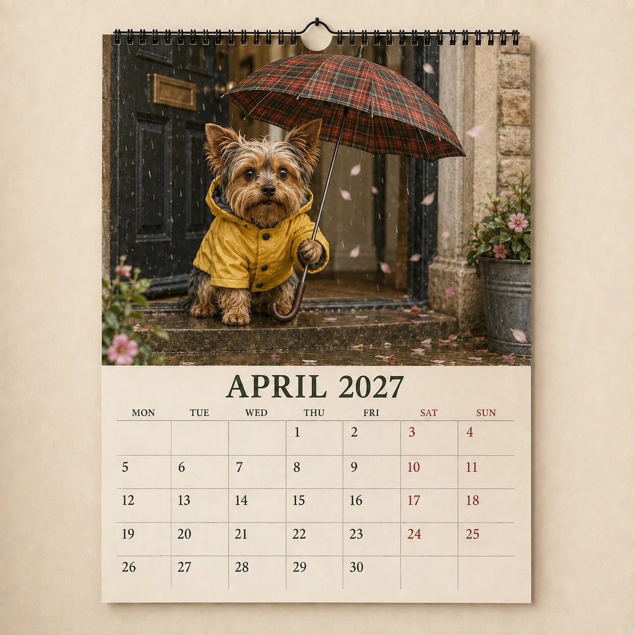 2027 Funny Yorkshire Terrier Wall Calendar | A4 Hanging Calendar