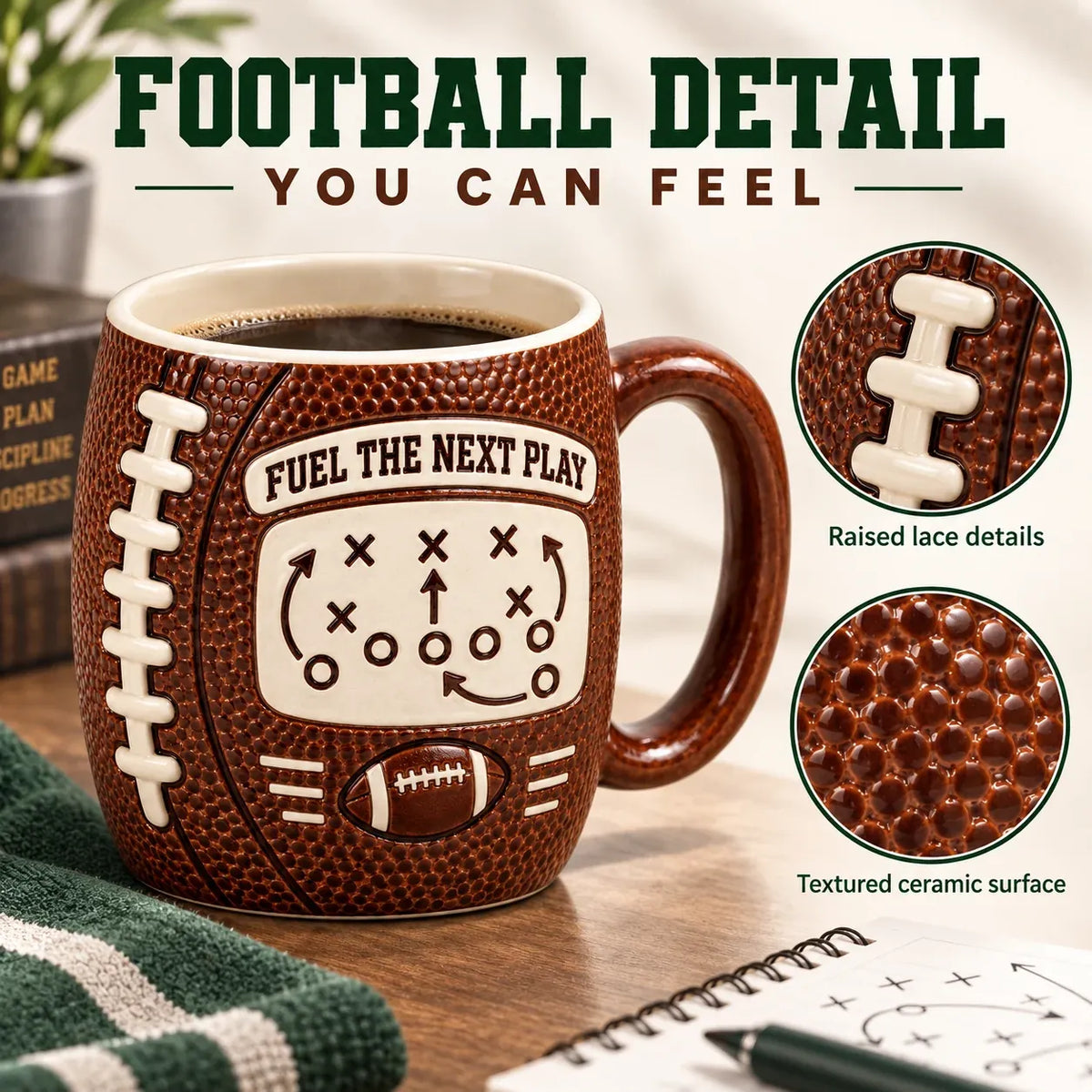 🏈🔥 Game Day 3D Football Mug – 5 Fun Ceramic Designs for Coffee, Beer & Sports Fans