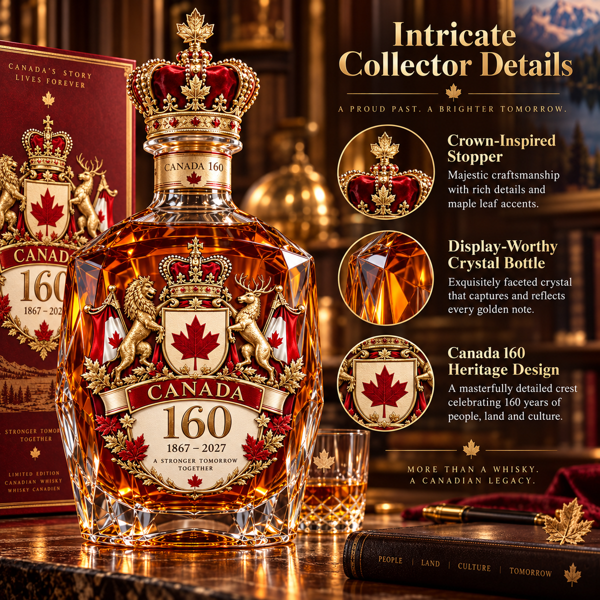 🍁🇨🇦 Canada 160 Collector Decanter 🥃✨