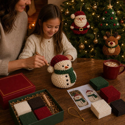 🎄🧵 Cozy Christmas Fabric Poke Ornament Kit – Create Your Own 3D Holiday Keepsake