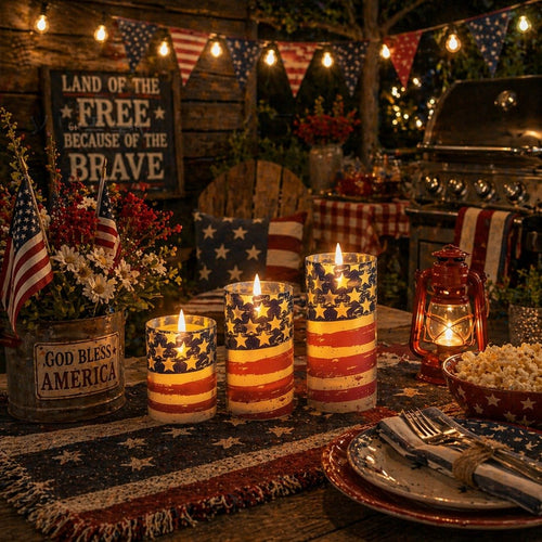 3-Piece Set - Patriotic Flameless Candles (With Remote Control)