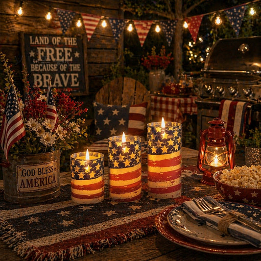 3-Piece Set - Patriotic Flameless Candles (With Remote Control)