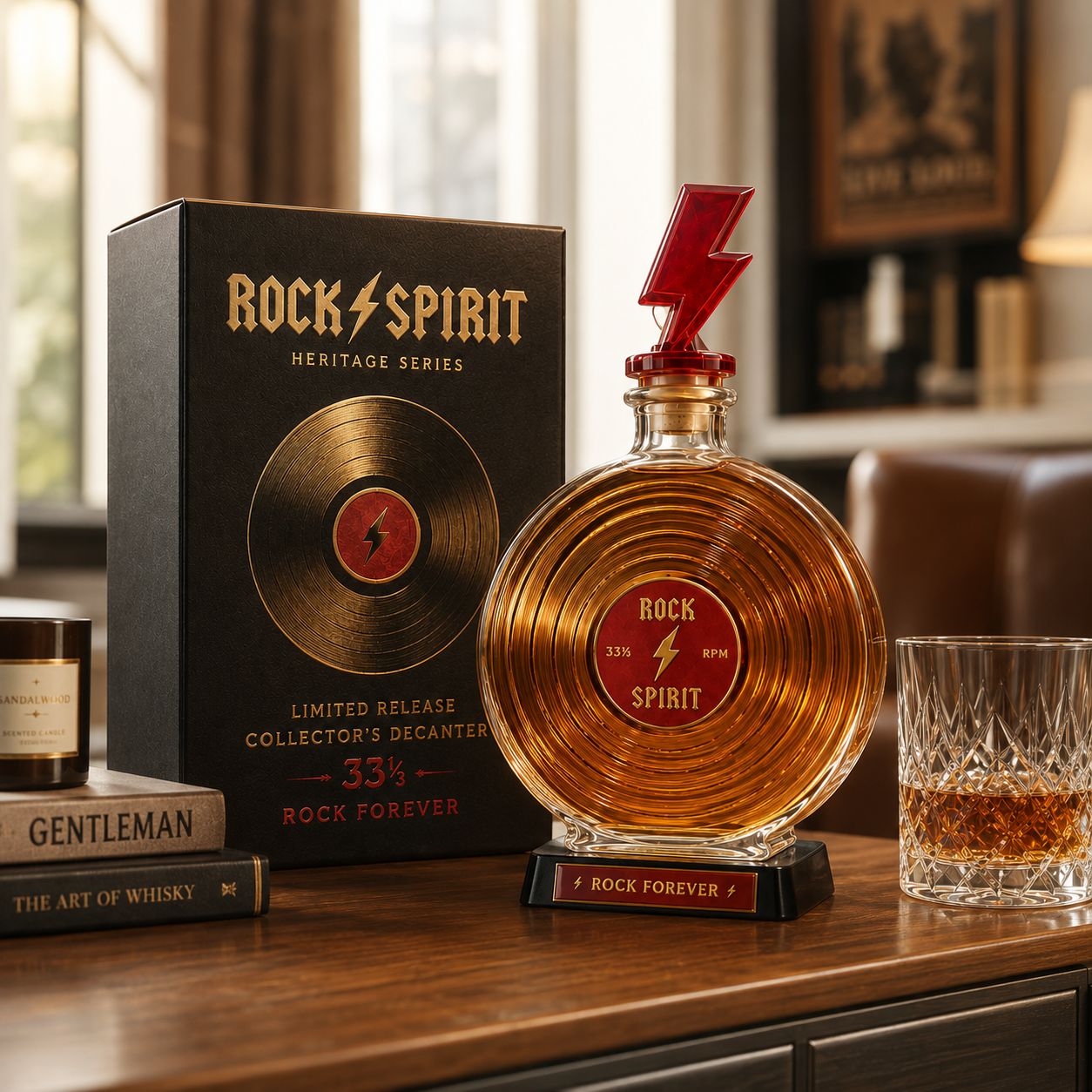 ⚡Rock Spirit 33⅓ RPM Vinyl Record Whiskey Decanter – Rock Forever Collector’s Edition