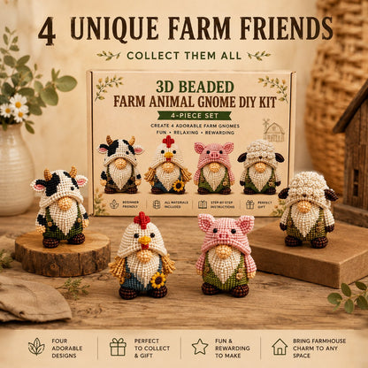 🔥Last Day 70% OFF❤️3D Beaded Farm Animal Gnome DIY Kit