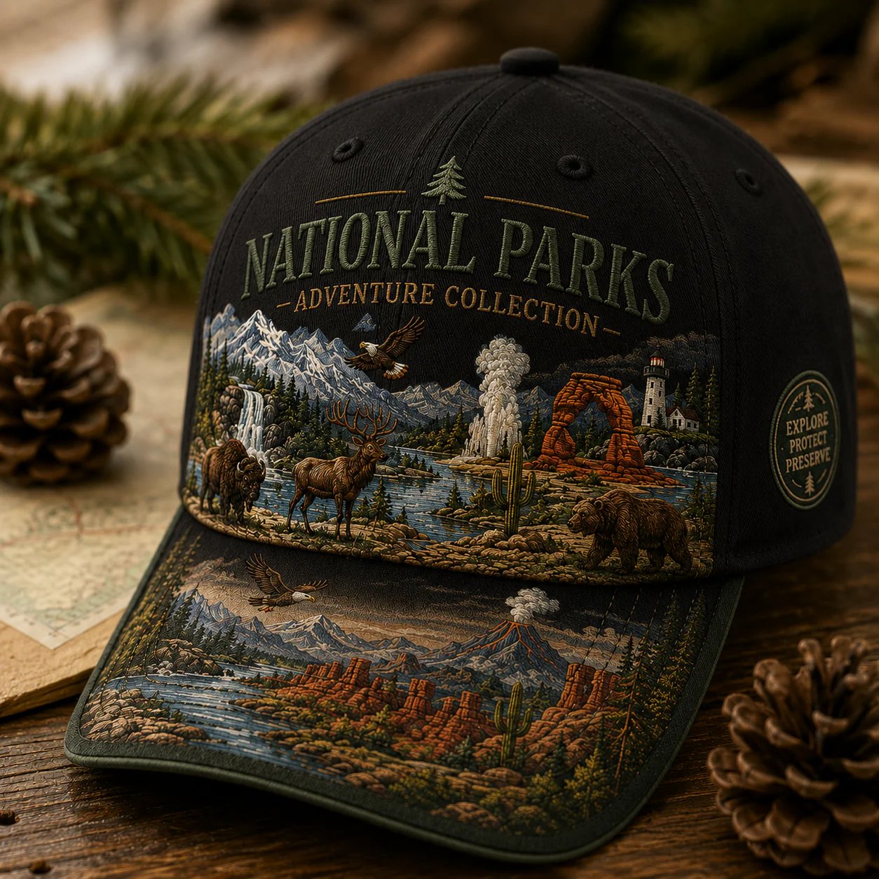 🌲 National Park Adventure Cap – Carry the Outdoors Wherever You Go