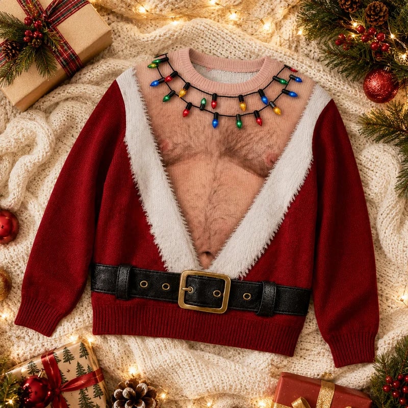 🎅😂 Funny Santa Christmas Long Sleeve Shirt – The Ultimate Holiday Party Conversation Starter 🎄