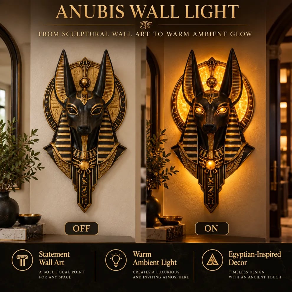 ☀️Anubis Guardian Wall Light – ANCIENT PRESENCE. MODERN GLOW