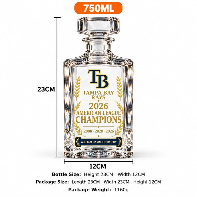 Tampa Bay Rays 2026 American League Champions Collectible Decanter – 2008 · 2020 · 2026