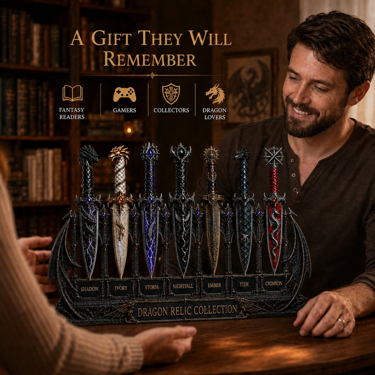 Dragon Relic Collection – 7-Piece Fantasy Dagger Display Set